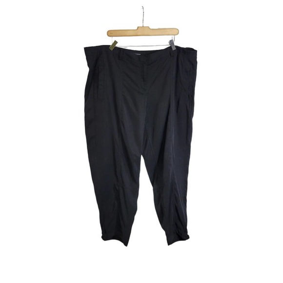 Eileen Fisher Black Tencel High Rise Cropped Snap Ankle Joggers Size XL - Picture 1 of 7